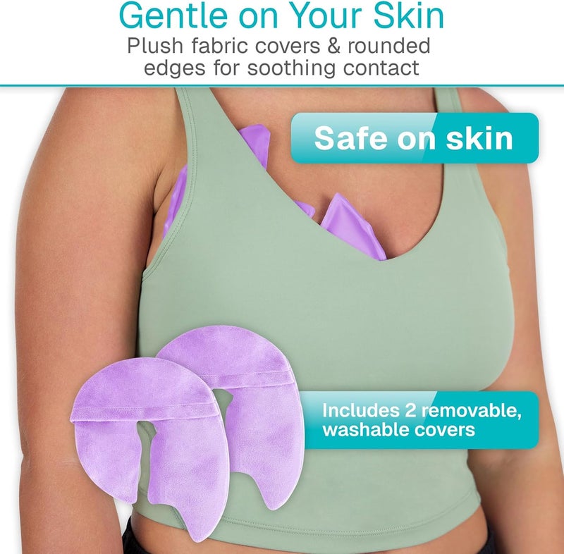 Arctic Flex Breast Ice Packs - Hot & Cold Therapy, Surgery Recovery Supplies - Heating & Cooling Gel Pad for Breastfeeding, Engorgement, Mastitis Relief, Sore Nipples, Lactation (Purple) - Image 5